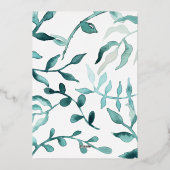 Groen, bruin, zilver Pinecone Wreath, Eucalyptus Folie Uitnodiging (Achterkant)