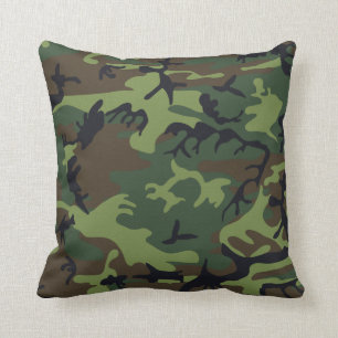 Groen, Bruin, Zwart Camo Camouflage Kussen