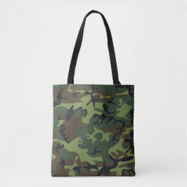 Groen, Bruin, Zwart Camo Camouflage Tote Bag