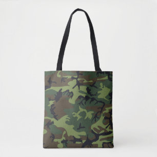 Groen, Bruin, Zwart Camo Camouflage Tote Bag