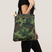 Groen, Bruin, Zwarte Camo Camouflage Tote Bag (Dichtbij)