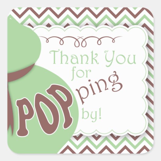 Groen/BruinBuik Bump Baby shower Favor Stickers (Voorkant)