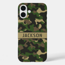 Groen Bruine Camouflage Gepersonaliseerd iPhone 16 Plus Hoesje