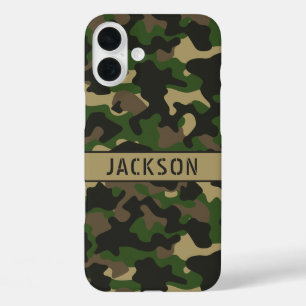 Groen Bruine Camouflage Gepersonaliseerd iPhone 16 Plus Hoesje