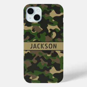 Groen Bruine Camouflage Gepersonaliseerd iPhone 15 Mini Hoesje