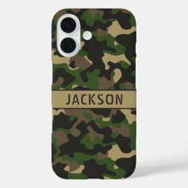 Groen Bruine Camouflage Gepersonaliseerd iPhone 16 Hoesje