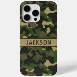 Groen Bruine Camouflage Gepersonaliseerd iPhone 15 Pro Max Hoesje