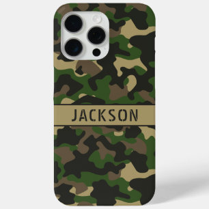 Groen Bruine Camouflage Gepersonaliseerd iPhone 15 Pro Max Hoesje