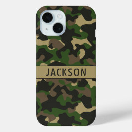 Groen Bruine Camouflage Gepersonaliseerd iPhone 15 Case