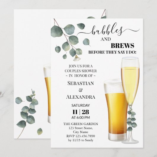 Groen bubbels en brouwt koppels douche kaart (Voorkant / Achterkant)