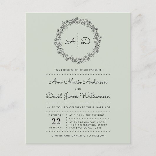 Groen | Budget Land Floral Wreath Wedding Foto (Voorkant)