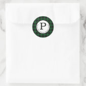 Groen Buffalo Check Retouradreslabel Ronde Sticker (Tas)