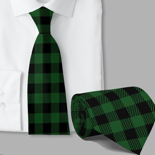 Groen Buffalo Plaid Patroon Winter Thema Stropdas