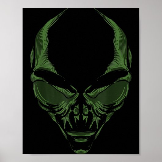 Groen buitenaards gezicht poster (Voorkant)