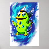 groen buitenaards wezen veel ogen | AI Art Poster (Voorkant)