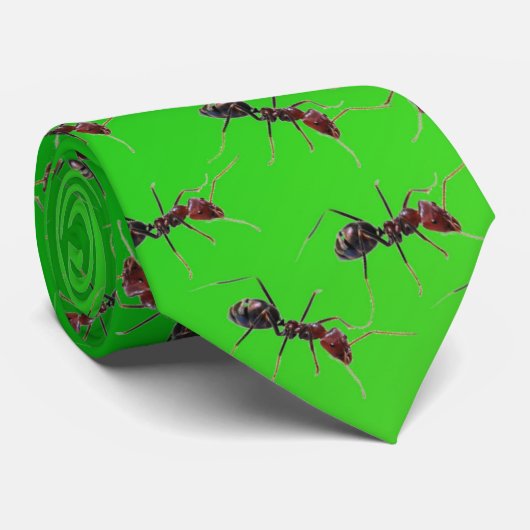 Groen Bull Ants Pattern Stropdas (Opgerold)