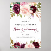 Groen Burgundy Floral Rehearsal - Welkom Poster (Voorkant)