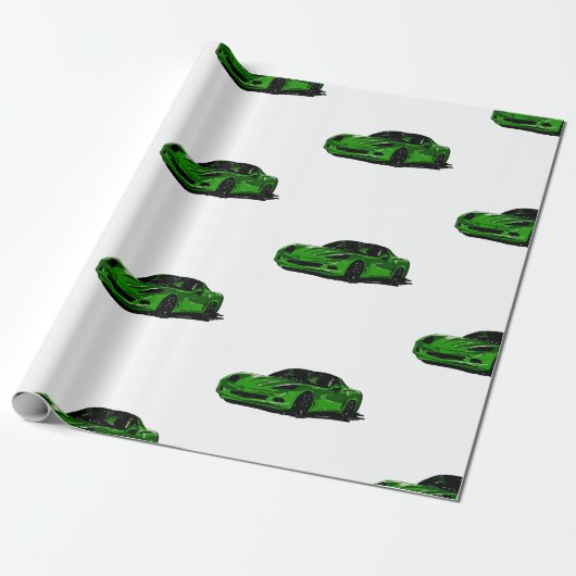 Groen C6 Corvette-inpakpapier Cadeaupapier (Uitgerold)
