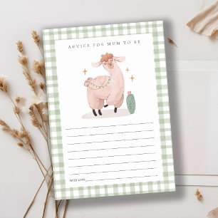 Groen Cactus Boho Llama advies voor mum Baby showe Informatiekaartje