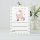 Groen Cactus Boho Llama advies voor mum Baby showe Informatiekaartje (Staand voorkant)