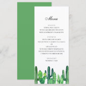 Groen cactus bruiloftsmenu. Cacti dinermenu Menu (Voorkant / Achterkant)
