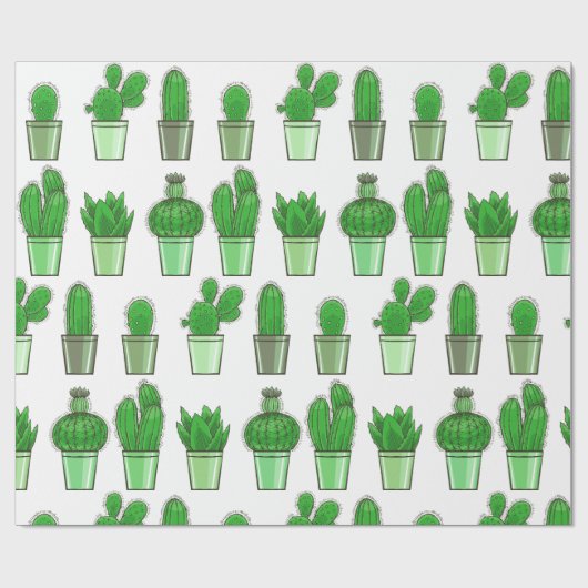 Groen Cactus Gift Wrapping Paper Cadeaupapier (Vlak)