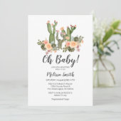 Groen Cactus jongen baby shower uitnodiging (Staand voorkant)