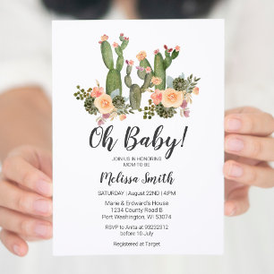 Groen Cactus jongen baby shower uitnodiging