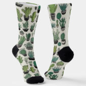 Groen Cactus Patroon Sokken (Gebogen)