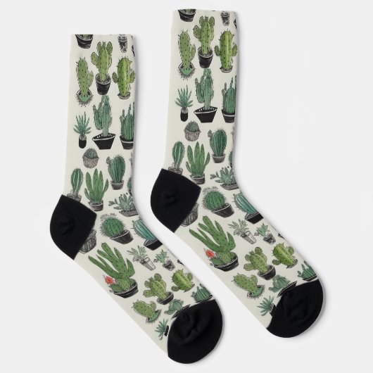Groen Cactus Patroon Sokken (Rechts)