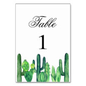 Groen cactus tafelnummer. Cacti zomerhuwelijk Kaart (Voorkant)