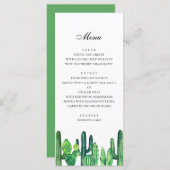 Groen cactus trouwmenu. Cacti dinermenu Menu (Voorkant / Achterkant)