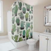 Groen cactussen patroon douchegordijn (In situ)