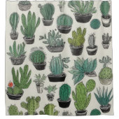 Groen cactussen patroon douchegordijn (Voorkant)
