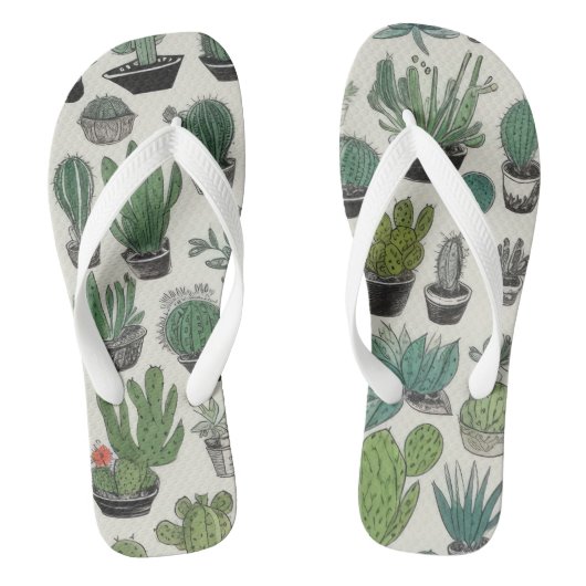Groen cactussen patroon teenslippers (Voetbed)