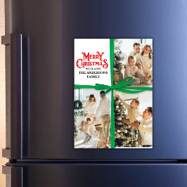 Groen Cadeau Verpakt Familie Fotocollage Kerstmis