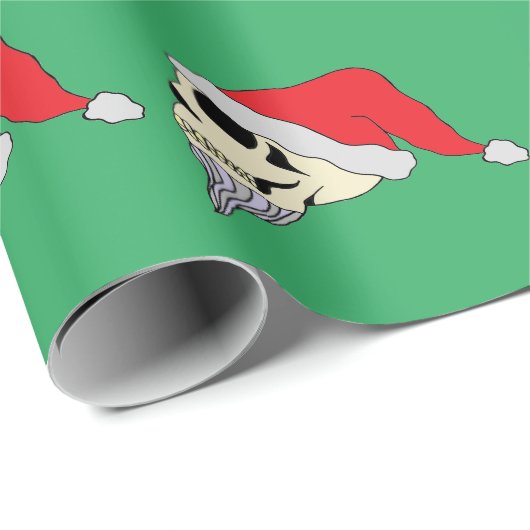 Groen cadeautje met schedels in Petten van de kers Cadeaupapier (Rol Hoek)