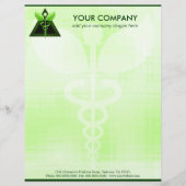 Groen Caduceus Alternative Medicine Symbool Kantoo Briefhoofd Ontwerp (Voorkant)