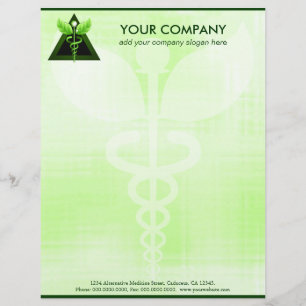 Groen Caduceus Alternative Medicine Symbool Kantoo Briefhoofd Ontwerp