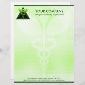 Groen Caduceus Alternative Medicine Symbool Kantoo Briefhoofd Ontwerp (Voorkant / Achterkant)