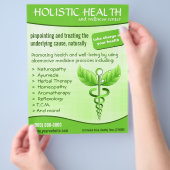 Groen Caduceus Symbool Holistic Health Verticaal Flyer (Hand)