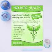 Groen Caduceus Symbool Holistic Health Verticaal Flyer (Enkel)