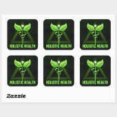 Groen Caduceus Symbool Holistisch Gezondheidspicto Vierkante Sticker (Vel)