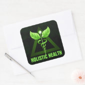 Groen Caduceus Symbool Holistisch Gezondheidspicto Vierkante Sticker (Envelop)
