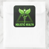 Groen Caduceus Symbool Holistisch Gezondheidspicto Vierkante Sticker (Tas)
