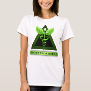 Groen caduceus symbool RN geregistreerd zenuwpicto T-shirt
