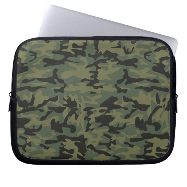 Groen camerapatroon laptop sleeve (Voorkant)