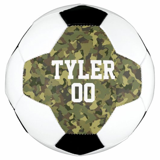 Groen Camo Aangepaste Naam en Sportnummer Voetbal (Voorkant)