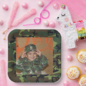 Groen Camo Foto Lijst Birthday Paper Bord (Feest)