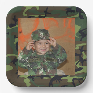 Groen Camo Foto Lijst Birthday Paper Bord